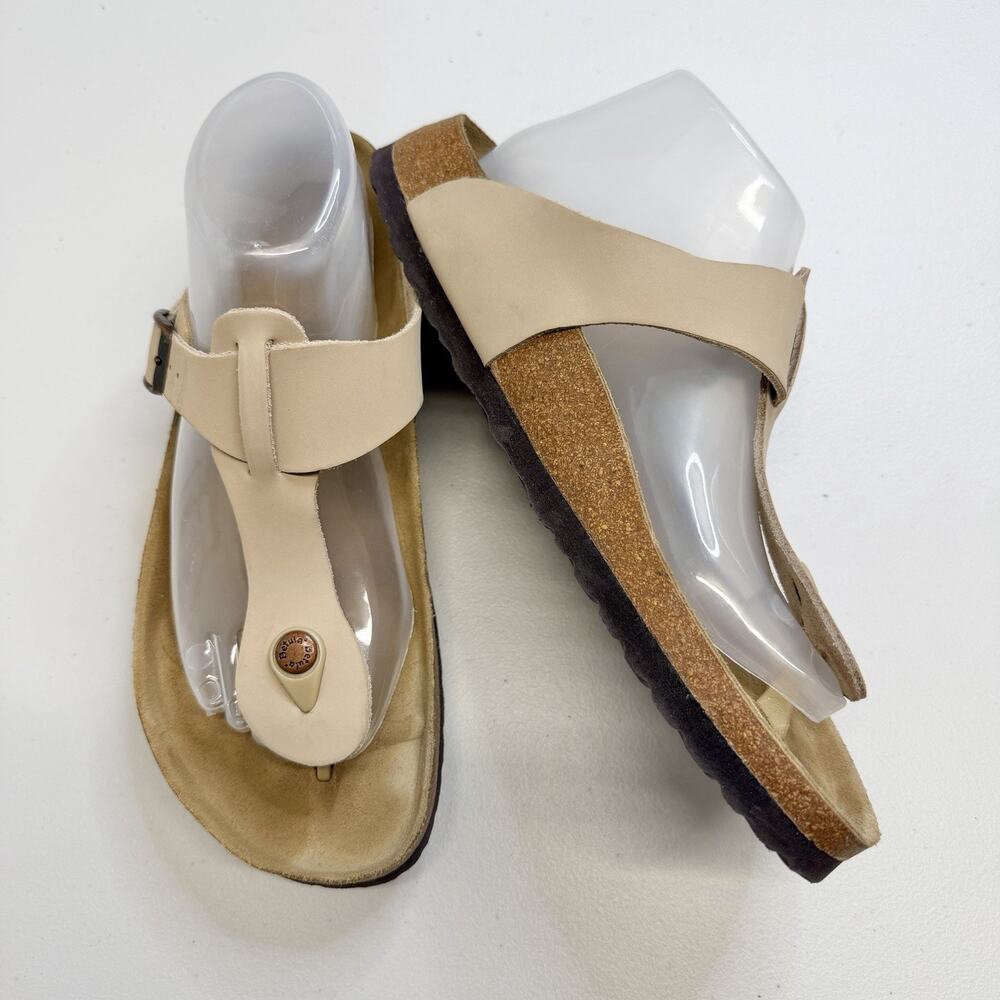 BETULA® by BIRKENSTOCK® Gizeh Sandals Nubuck Leather in Light Tan EU 41 Or 10